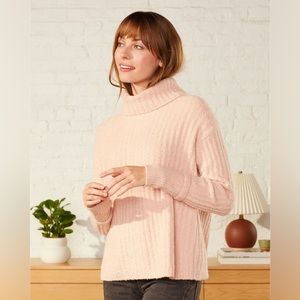 UpWest S pink turtleneck tulip back sweater